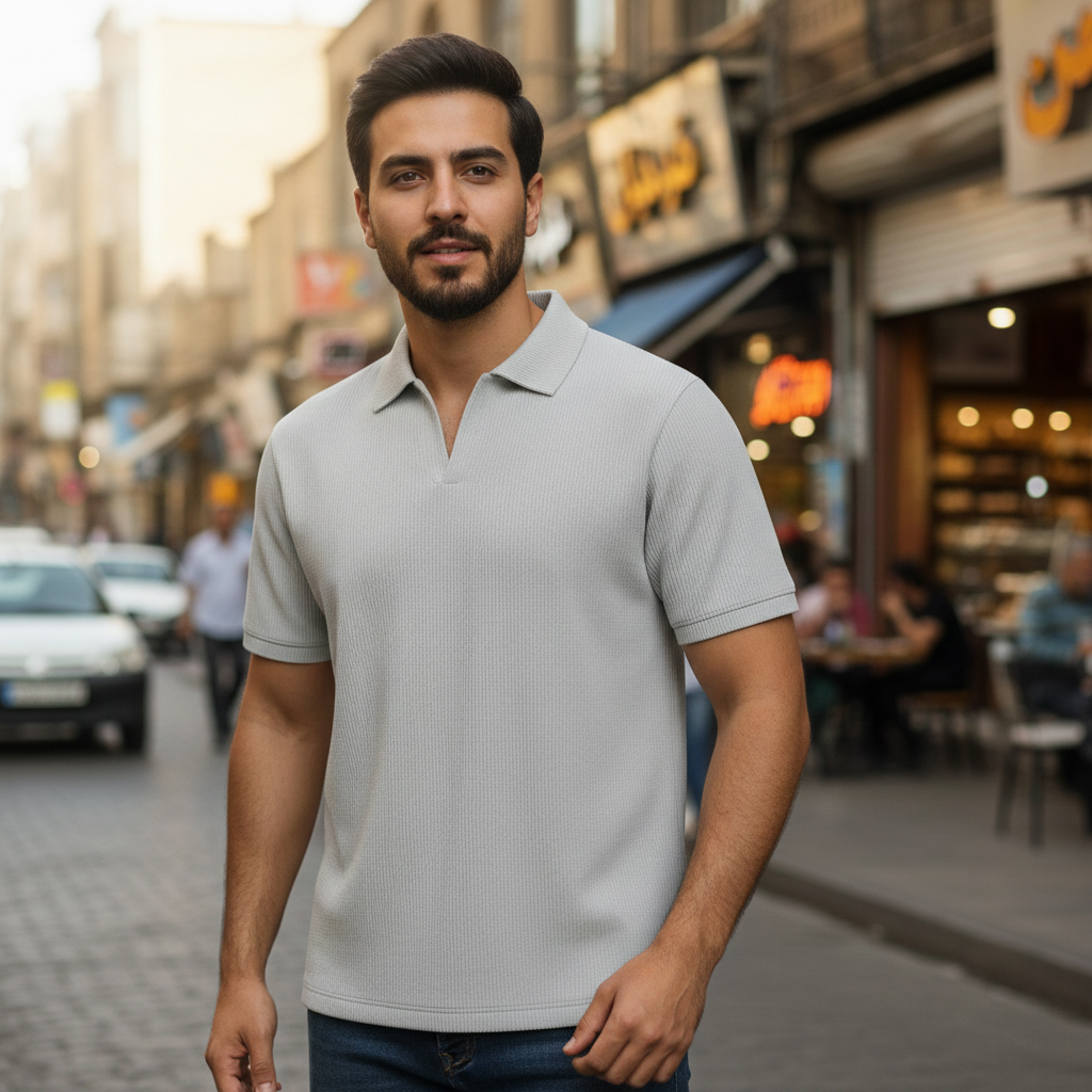 تیشرت میله ای یقه دار tavar-طوسی