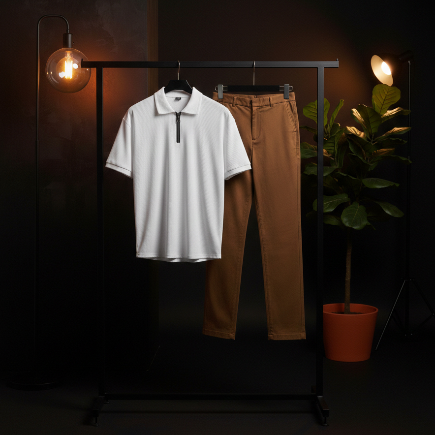 پکیج ست مردانه تیشرت نیم زیپ و شلوار مدل Rayan