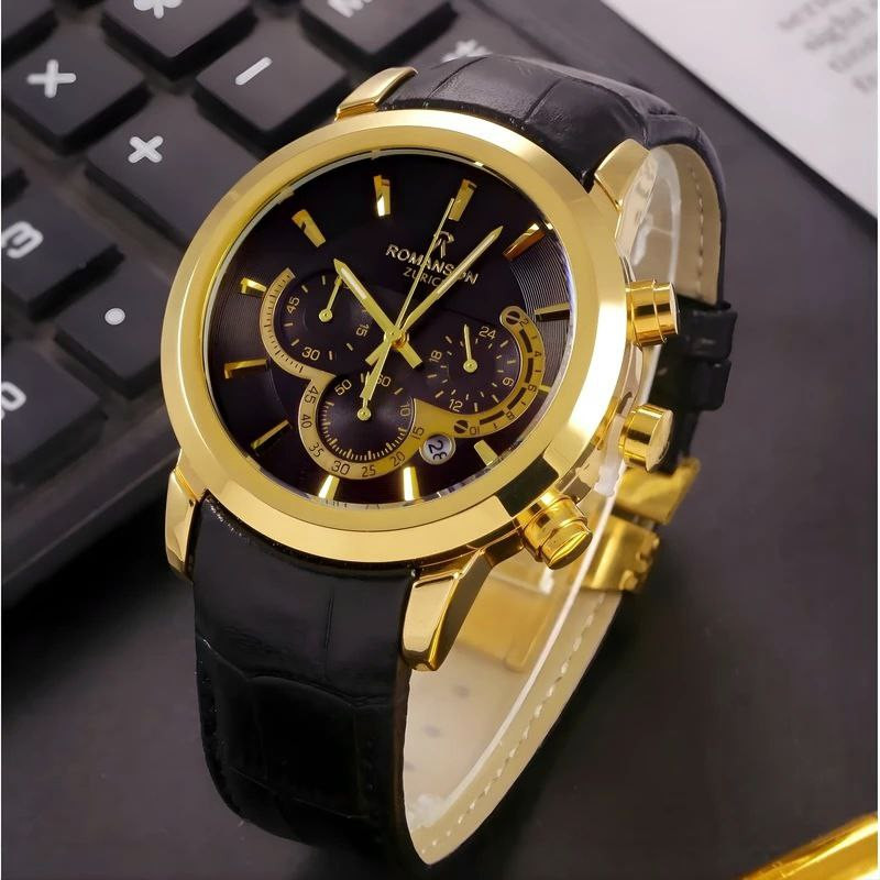 ساعت romanson مشکی طلایی مدل B62