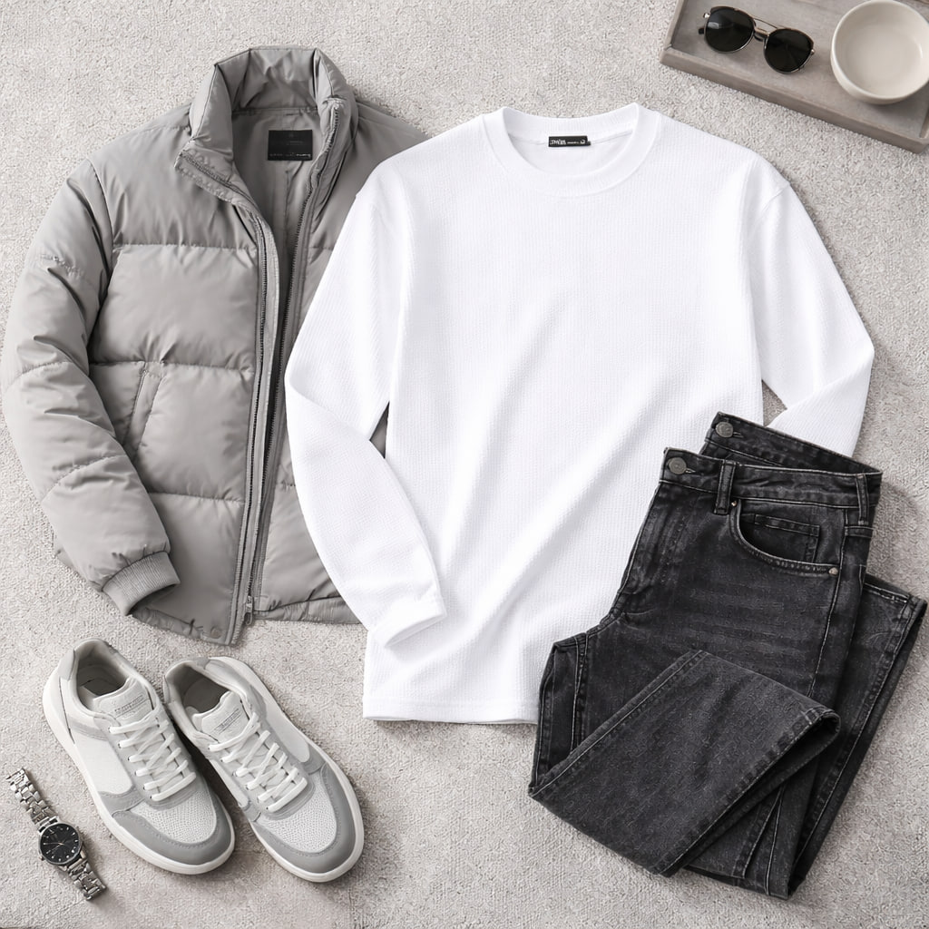 بلوز مردانه آستین بلند سفید مدل Atra