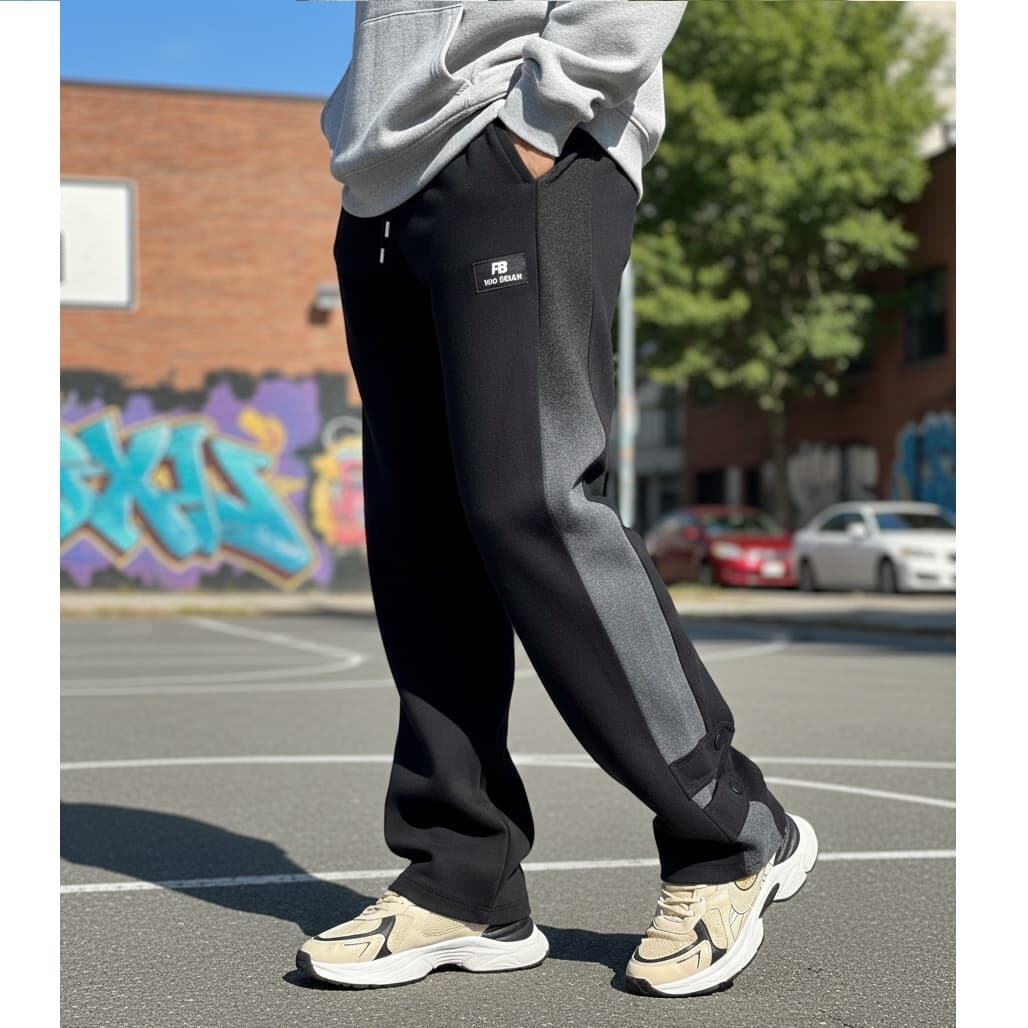 شلوار بنگال مردانه نوار پهن پایین دکمه مدل Mehrad-مشکی