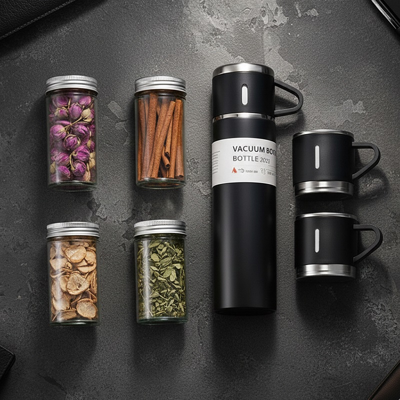 پکیج هدیه سازمانی (فلاسک سه کاپ  4دمنوشجعبه لاکچری)